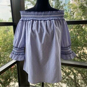 PRIMARK Woman's Blouse Sz 8 Blue Peasant Country Cottage Southern Mid-Western